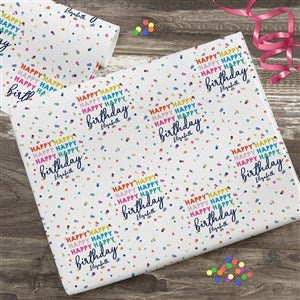 Happy Happy Birthday Personalized Wrapping Paper Roll - 18ft Roll - 35608-L