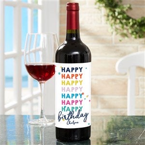 Happy Happy Birthday Personalized Wine Bottle Label - 35609-T