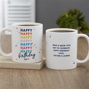 Happy Happy Birthday Personalized Coffee Mug 11 oz.- White - 35617-S