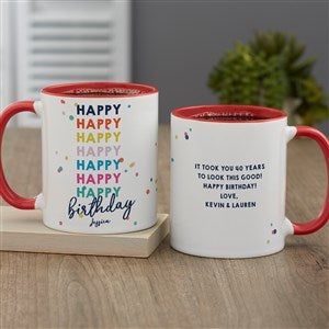 Happy Happy Birthday Personalized Coffee Mug 11 oz.- Red - 35617-R