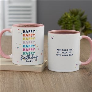 Happy Happy Birthday Personalized Coffee Mug 11 oz.- Pink - 35617-P