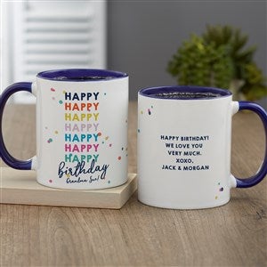 Happy Happy Birthday Personalized Coffee Mug 11 oz.- Blue - 35617-BL