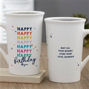 Happy Happy Birthday Personalized Latte Mug 16 oz.- White - 35617-U