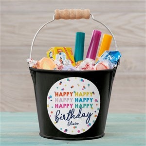 Happy Happy Birthday Personalized Mini Metal Bucket-Black - 35619-B