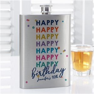 Happy Happy Birthday Personalized Flask - 35620