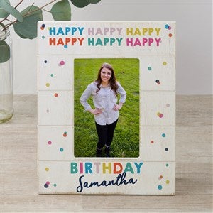 Happy Happy Birthday Personalized Shiplap Picture Frame- 4x6 Vertical - 35622-4x6V