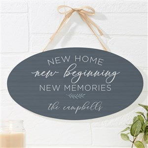 New Home, New Memories Personalized Oval Wood Sign - 35818