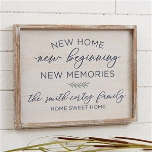 New Home, New Memories Whitewashed Barnwood Frame Wall Art- 14