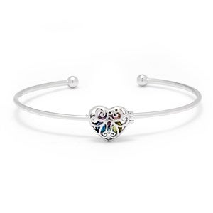 Personalized Interlocking Hearts Birthstone Cuff Bracelet - Silver - 35864D-S
