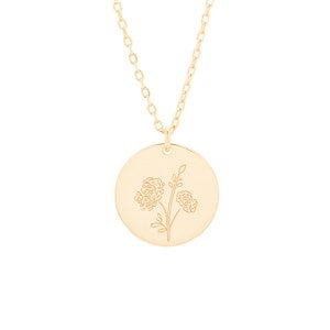 November Birth Flower Chrysanthemum Gold Pendant - 35878D