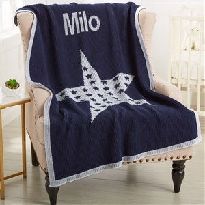 Personalized Metallic Star 36x53 Crib Knit Blanket - 35995D