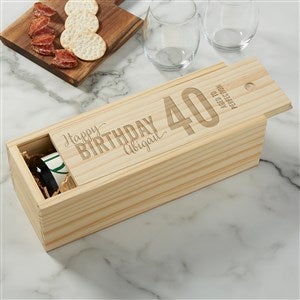 Bold Birthday Personalized Wood Wine Box - 36123