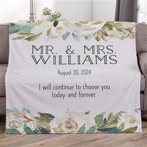 Colorful Floral Personalized Wedding 60x80 Plush Fleece Blanket - 36862-L