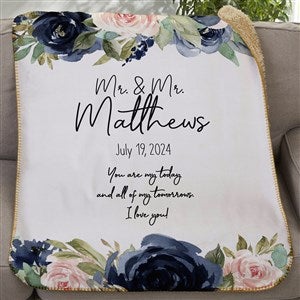 Colorful Floral Personalized Wedding 30x40 Sherpa Blanket - 36862-SS