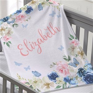 Butterfly Kisses Baby Girl Personalized 30x40 Plush Fleece Blanket - 36894-SF