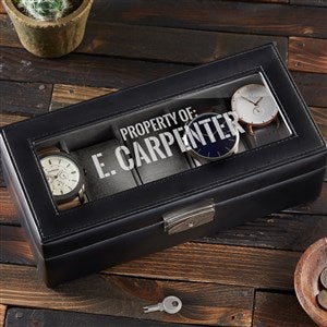 Authentic Personalized Vegan Leather 5 Slot Watch Box - 36937