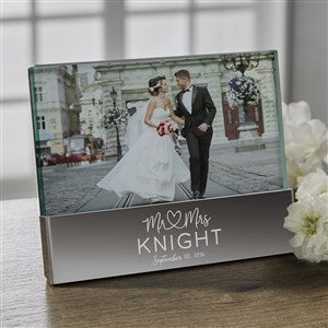 Infinite Love Engraved Wedding Glass Block Picture Frame - 36993