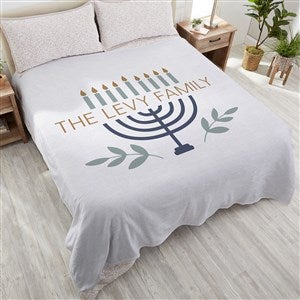 Spirit of Hanukkah Personalized 90x90 Queen Plush Fleece Blanket - 37079-QU