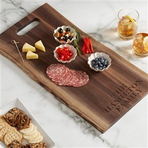 Personalized Live Edge Walnut Single Handle Charcuterie Board 24x12 - 37091D