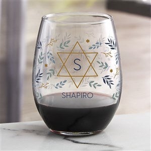Spirit of Hanukkah Personalized Stemless Wine Glass - 37093-S