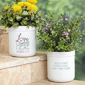 Love Grows Here Personalized Outdoor Flower Pot - 37149
