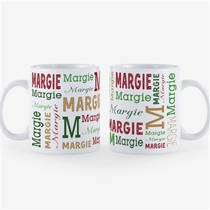 Christmas Repeating Name Personalized Latte Mug - 16 oz. White - 37168-XL