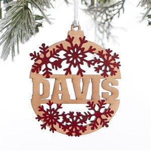 Snowflake Name Personalized Wood Ornament- Red Maple - 37205-R