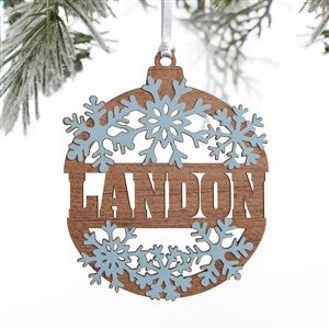 Snowflake Name Personalized Wood Ornament- Blue Stain - 37205-B