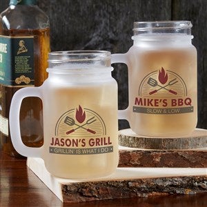 The Grill Personalized Frosted Mason Jar - 37274