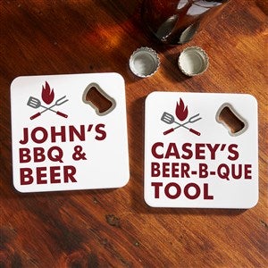 The Grill Personalized Beer Bottle Opener Coaster - 37280