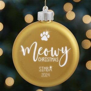 Merry Meowy Personalized Cat LED Gold Glass Ornament - 37302-GDC