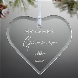 Natural Love Personalized Wedding Glass Heart Ornament - 37330