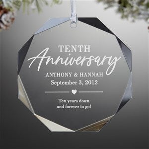 Floral Anniversary Premium Engraved Glass Ornament - 37358