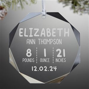 Newly Loved Baby Info Premium Engraved Glass Octagon Christmas Ornament - 37359