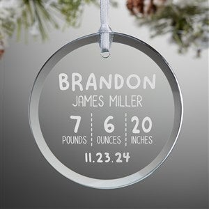 Newly Loved Baby Info Engraved Glass Christmas Ornament - 37360
