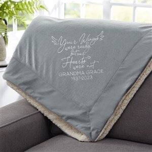 Your Wings Were Ready... Embroidered 50x60 Grey Sherpa Blanket - 37453-GS