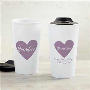 Family Heart Personalized 12 oz. Double-Wall Ceramic Travel Mug - 37468