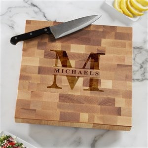 Lavish Last Name Personalized 12x12 Butcher Block Cutting Board - 37516-12