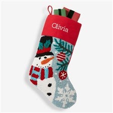 Classic Snowman Embroidered Hooked Christmas Stocking - 37556-SM
