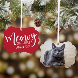 Merry Meowy Personalized Photo Metal Ornament - 37563