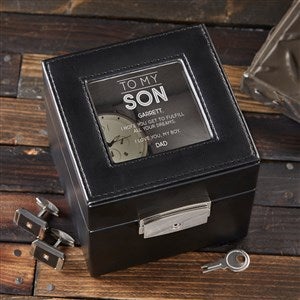 To My Son Personalized Vegan Leather 2 Slot Watch Box - 37696-2