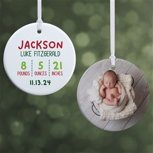 Newly Loved Baby Info Personalized Christmas Ornament- 2.85