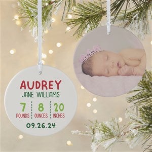 Newly Loved Baby Info Personalized Christmas Ornament- 3.75
