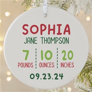 Newly Loved Baby Info Personalized Christmas Ornament- 3.75