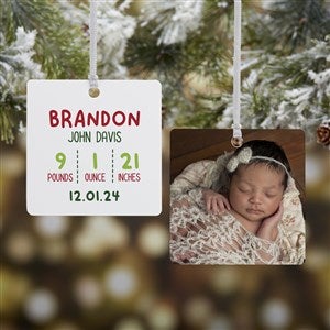 Newly Loved Baby Info Personalized Christmas Ornament- 2.75
