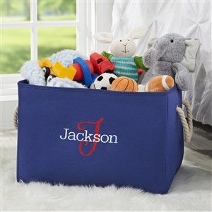 Playful Name Embroidered Kid's Room Storage Tote- Blue - 37736-B