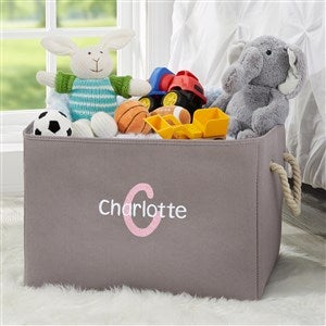 Playful Name Embroidered Kid's Room Storage Tote- Grey - 37736-G