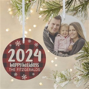Buffalo Plaid Family Personalized Year Ornament- 3.75