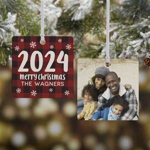 Buffalo Plaid Family Personalized Year Ornament- 2.75