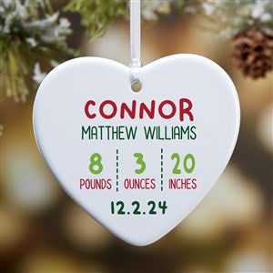 Newly Loved Baby Info Personalized Heart Ornament- 3.25
